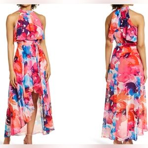 Eliza J Floral Halter High/Low Dress